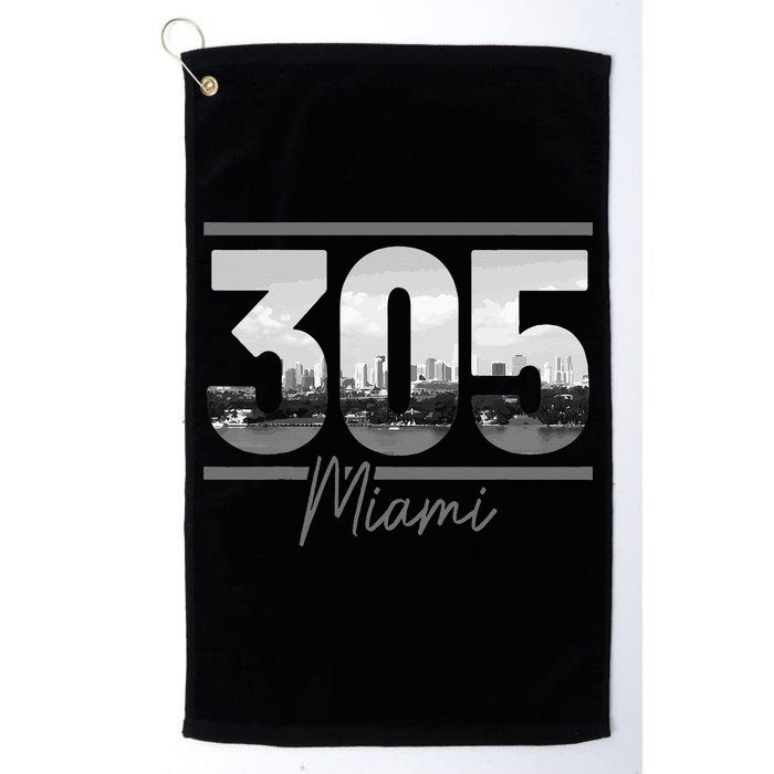 Miami 305 Area Code Skyline Florida Vintage Golf Towel