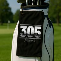 Miami 305 Area Code Skyline Florida Vintage Golf Towel