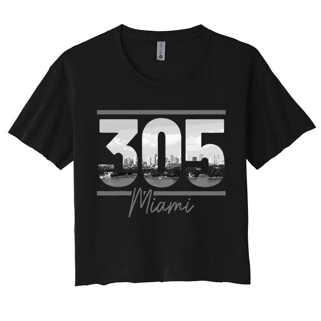 Miami 305 Area Code Skyline Florida Vintage Crop Top