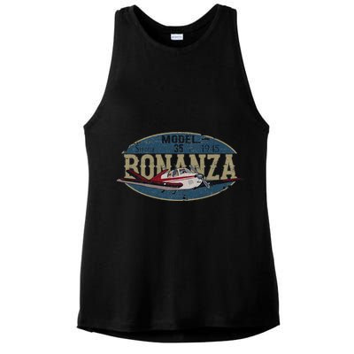 Model 35 Bonanza Since 1945 Retro Vintage Airplane Pilot Ladies PosiCharge Tri-Blend Wicking Tank