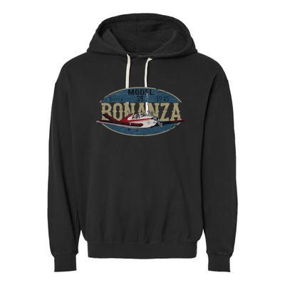 Model 35 Bonanza Since 1945 Retro Vintage Airplane Pilot Garment-Dyed Fleece Hoodie