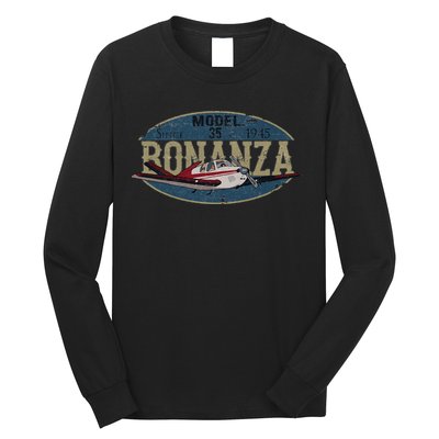 Model 35 Bonanza Since 1945 Retro Vintage Airplane Pilot Long Sleeve Shirt