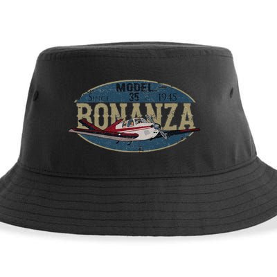 Model 35 Bonanza Since 1945 Retro Vintage Airplane Pilot Sustainable Bucket Hat