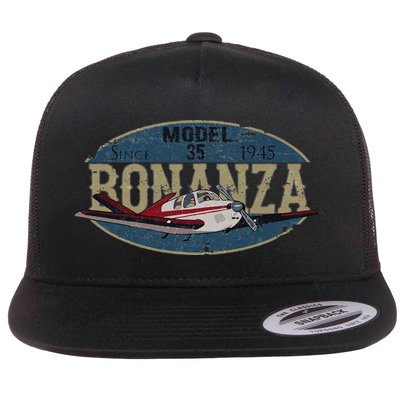 Model 35 Bonanza Since 1945 Retro Vintage Airplane Pilot Flat Bill Trucker Hat