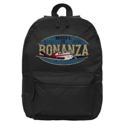 Model 35 Bonanza Since 1945 Retro Vintage Airplane Pilot 16 in Basic Backpack