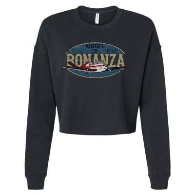 Model 35 Bonanza Since 1945 Retro Vintage Airplane Pilot Cropped Pullover Crew