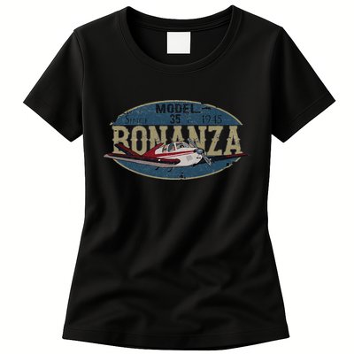 Model 35 Bonanza Since 1945 Retro Vintage Airplane Pilot Womens T-Shirt