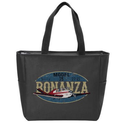 Model 35 Bonanza Since 1945 Retro Vintage Airplane Pilot Zip Tote Bag