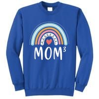 Mom 3 Funny Gift Mama Of Three Triplet Mom Rainbow Gift Sweatshirt