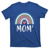 Mom 3 Funny Gift Mama Of Three Triplet Mom Rainbow Gift T-Shirt