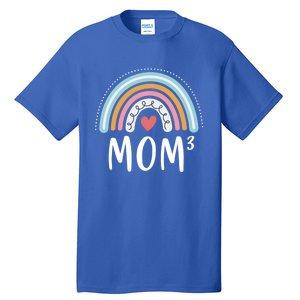 Mom 3 Funny Gift Mama Of Three Triplet Mom Rainbow Gift Tall T-Shirt