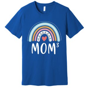 Mom 3 Funny Gift Mama Of Three Triplet Mom Rainbow Gift Premium T-Shirt