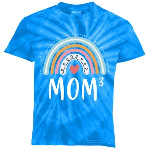 Mom 3 Funny Gift Mama Of Three Triplet Mom Rainbow Gift Kids Tie-Dye T-Shirt