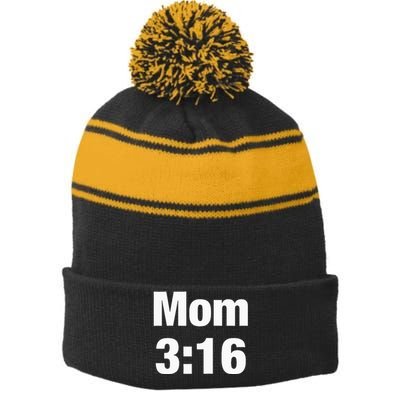 Mom 316 Stripe Pom Pom Beanie