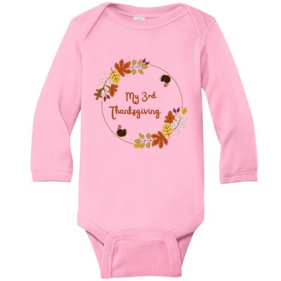 My 3rd Thanksgiving. Thanksgiving Onepiece . Baby Thanksgiving . Turkey Day . Th Baby Long Sleeve Bodysuit