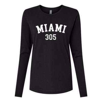 Miami 305 USA American College Font Womens Cotton Relaxed Long Sleeve T-Shirt