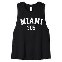 Miami 305 USA American College Font Women's Racerback Cropped Tank