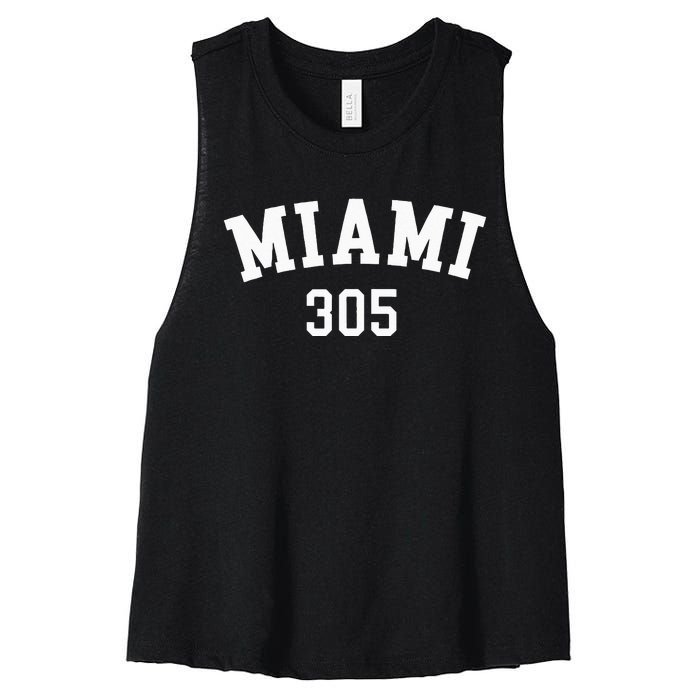 Miami 305 USA American College Font Women's Racerback Cropped Tank