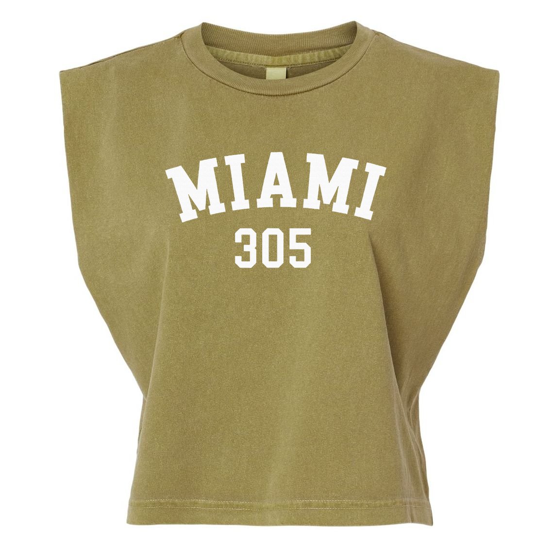 Miami 305 Usa American College Font Garment-Dyed Women's Muscle Tee