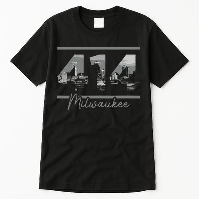 Milwaukee 414 Area Code Skyline Wisconsin Vintage Tall T-Shirt