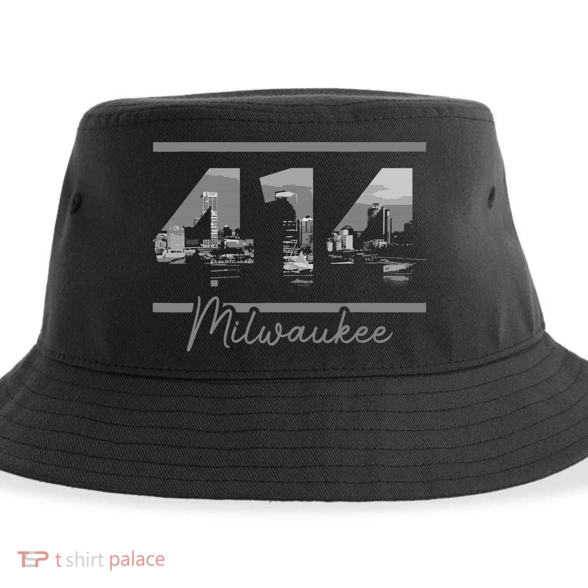 Milwaukee 414 Area Code Skyline Wisconsin Vintage Sustainable Bucket Hat
