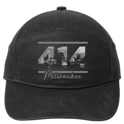 Milwaukee 414 Area Code Skyline Wisconsin Vintage 7-Panel Snapback Hat