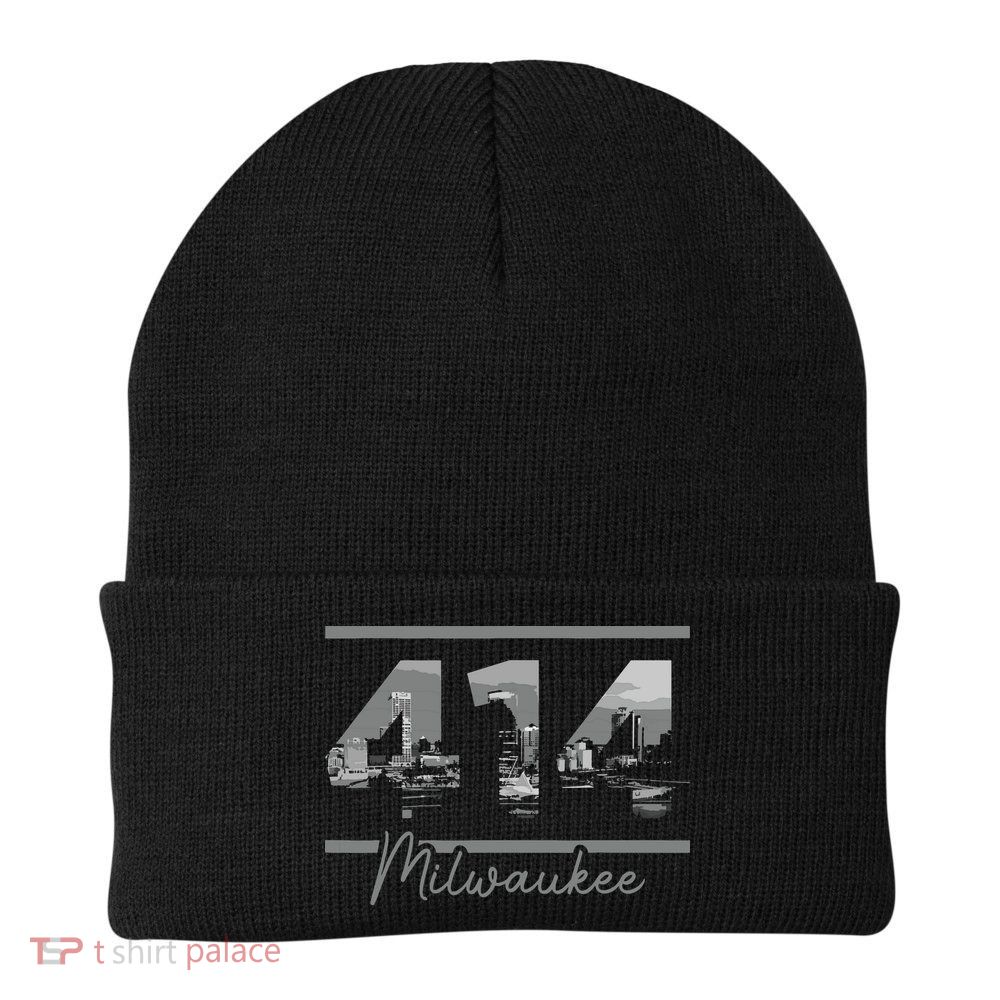 Milwaukee 414 Area Code Skyline Wisconsin Vintage Beanie