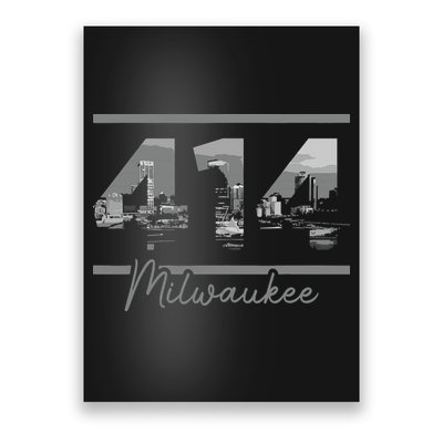 Milwaukee 414 Area Code Skyline Wisconsin Vintage Poster