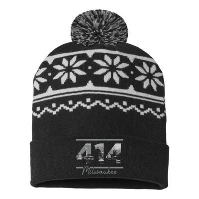 Milwaukee 414 Area Code Skyline Wisconsin Vintage USA-Made Snowflake Beanie