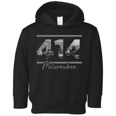 Milwaukee 414 Area Code Skyline Wisconsin Vintage Toddler Hoodie
