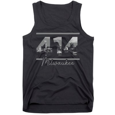 Milwaukee 414 Area Code Skyline Wisconsin Vintage Tank Top
