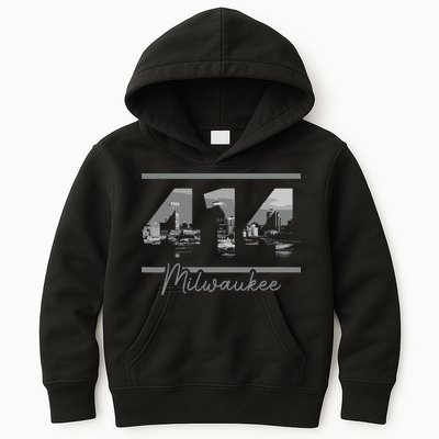 Milwaukee 414 Area Code Skyline Wisconsin Vintage Kids Hoodie