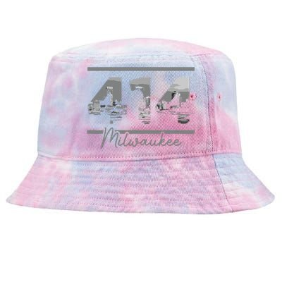 Milwaukee 414 Area Code Skyline Wisconsin Vintage Tie-Dyed Bucket Hat