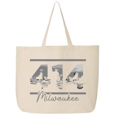 Milwaukee 414 Area Code Skyline Wisconsin Vintage 25L Jumbo Tote