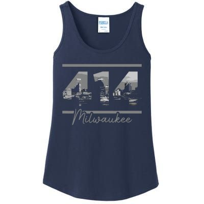 Milwaukee 414 Area Code Skyline Wisconsin Vintage Ladies Essential Tank