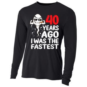 m.e.ns 40th Birthday Gag dress 40 Years Ago I Was The Fastest Funny Cooling Performance Long Sleeve Crew