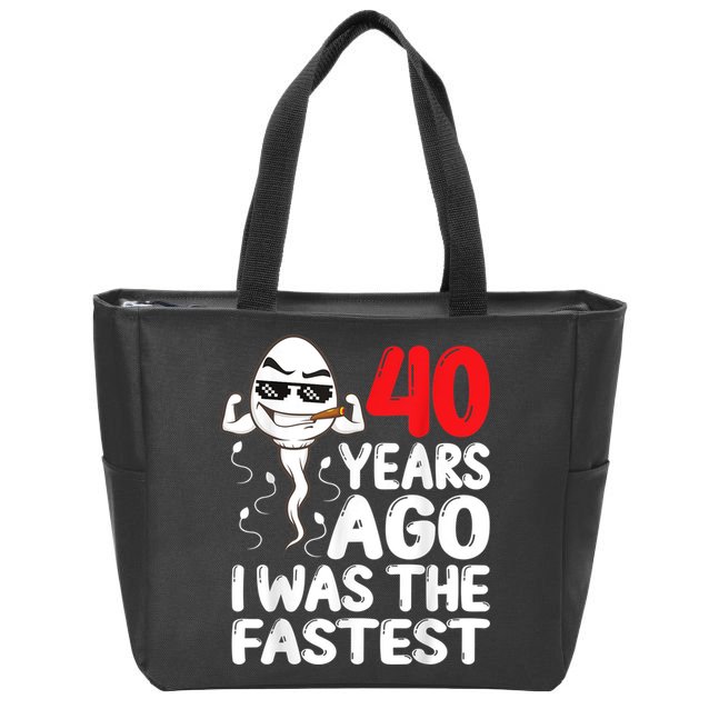 m.e.ns 40th Birthday Gag dress 40 Years Ago I Was The Fastest Funny Zip Tote Bag