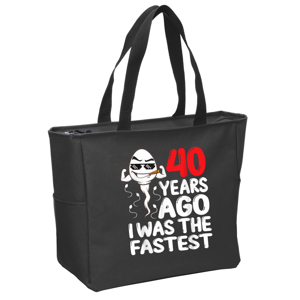 m.e.ns 40th Birthday Gag dress 40 Years Ago I Was The Fastest Funny Zip Tote Bag