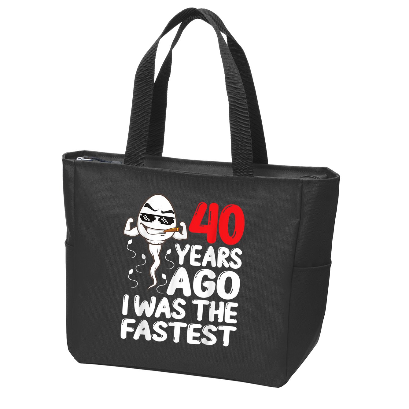 m.e.ns 40th Birthday Gag dress 40 Years Ago I Was The Fastest Funny Zip Tote Bag