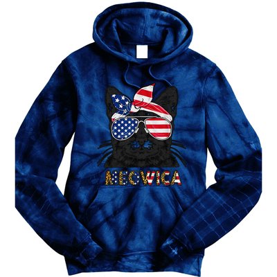 Meowica 4th July Cat American Flag Patriotic Tee Plus Size Tie Dye Hoodie