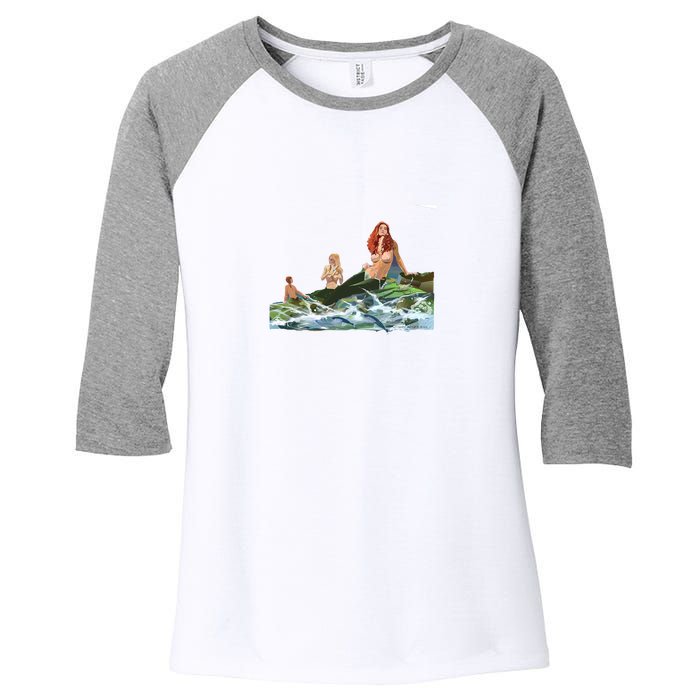 Mermaids # 4 Women's Tri-Blend 3/4-Sleeve Raglan Shirt