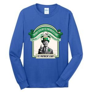 Merry 4th Of St PatrickS Day Joe Biden Leprechaun Hat Gift Tall Long Sleeve T-Shirt