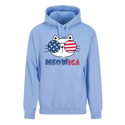 Meowica Cat 4th Of July Memorial Day Gift Unisex Surf Hoodie