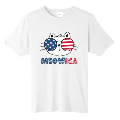 Meowica Cat 4th Of July Memorial Day Gift Tall Fusion ChromaSoft Performance T-Shirt