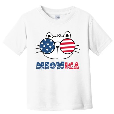Meowica Cat 4th Of July Memorial Day Gift Toddler T-Shirt