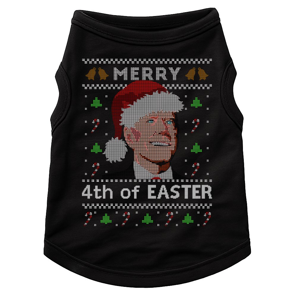 Merry 4th Of Easter Funny Biden Confusion Ugly Christmas Doggie Tank