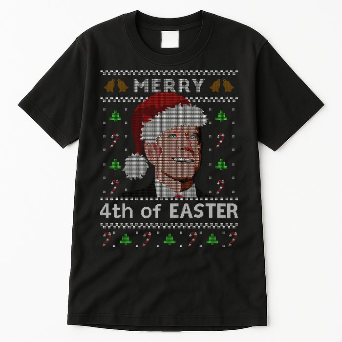 Merry 4th Of Easter Funny Biden Confusion Ugly Christmas Tall T-Shirt