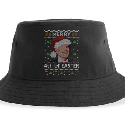 Merry 4th Of Easter Funny Biden Confusion Ugly Christmas Sustainable Bucket Hat