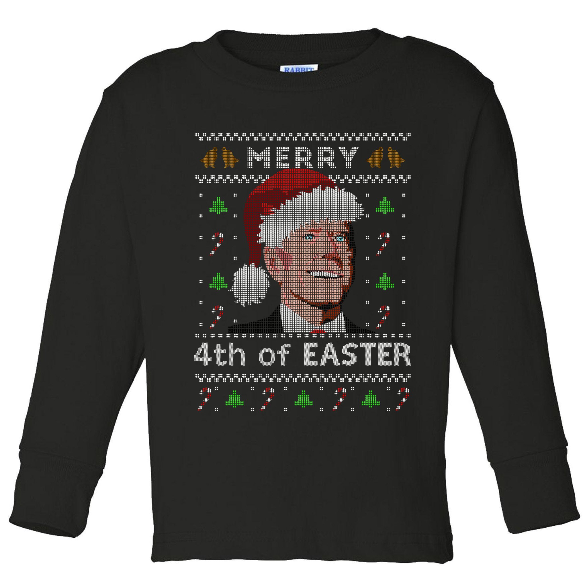 Merry 4th Of Easter Funny Biden Confusion Ugly Christmas Toddler Long Sleeve Shirt