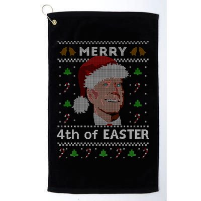 Merry 4th Of Easter Funny Biden Confusion Ugly Christmas Golf Towel